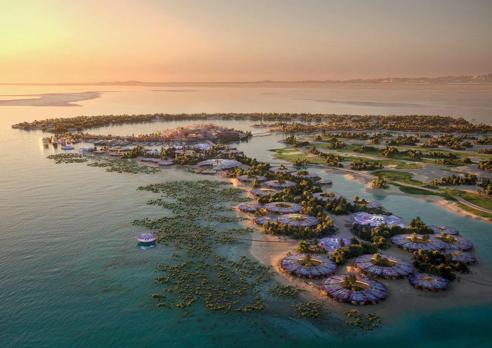 The Equinox Founding Partners supported Foster+Partners in developing the sustainability concept for the Coral Bloom Resort masterplan on Shurayrah Island.